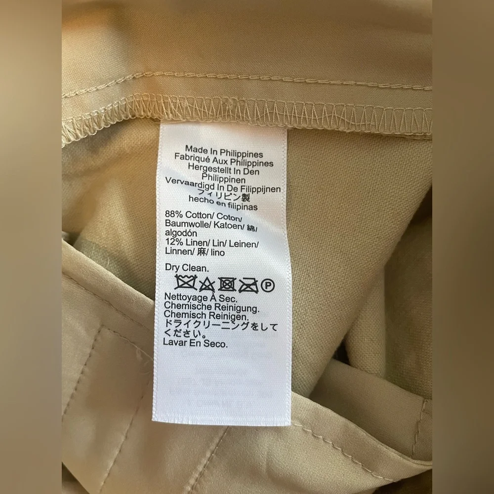 New J.Crew Women Cotton Linen Chino Tan Pants Size 4 Straight